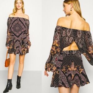 Free People Black Combo Seven Wonders Mini Dress